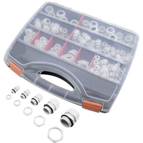 Quadrios 2102CA115 Assortimento di pressacavi PA66 Bianco 224 pz.