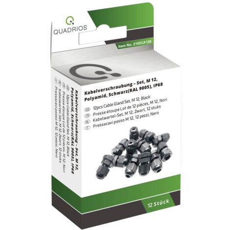 Quadrios 2102CA126 Assortimento di pressacavi M12 PA66 Nero 1 KIT
