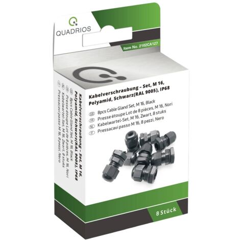 QUADRIOS 2102CA127 ASSORTIMENTO DI PRESSACAVI M16 PA66 NERO (RAL 9005) 1 SET
