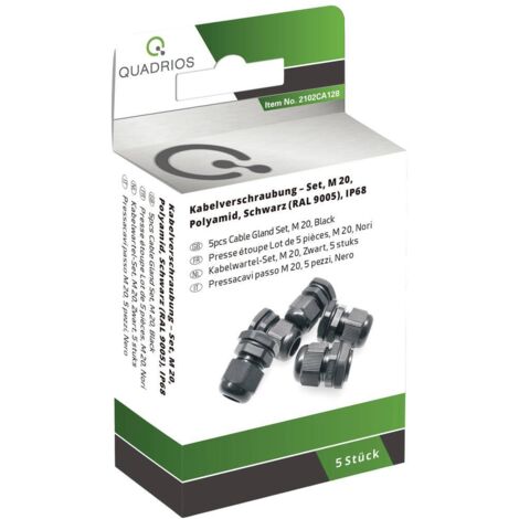 Quadrios 2102CA128 Assortimento di pressacavi M20 PA66 Nero 1 KIT