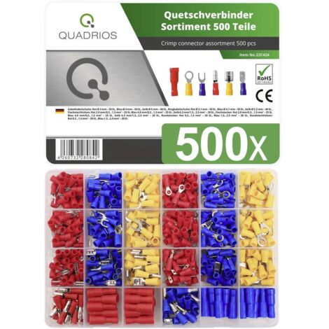 Quadrios 22C424 Assortimento di capicorda a compressione 0.5 mm² 2.5 mm² Rosso, Blu, Giallo 1 KIT