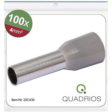 Quadrios 22C430 Aderendhülse 4 mm² Teilisoliert Grau 1 Set