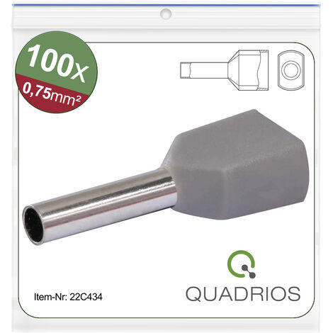 Quadrios 22C434 Zwillings-Aderendhülse 0.75 mm² Teilisoliert Grau 1 Set