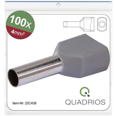 Quadrios 22C438 Capocorda doppio 4 mm² Parzialmente isolato Grigio 1 KIT