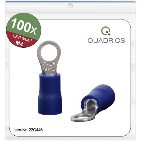 Quadrios 22C446 Cosse à oeillet Section max.=2.5 mm² Ø du trou=4.3 mm partiellement isolé bleu 1 set X572882