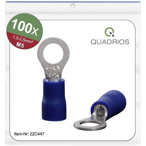 Quadrios 22C447 Cosse à oeillet Section max.=2.5 mm² Ø du trou=5.3 mm partiellement isolé bleu 1 set X572842