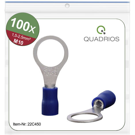 Quadrios 22C450 Ringkabelschuh  Querschnitt (max.)=2.5 mm² Loch-Ø=10.5 mm Teilisoliert Blau 1 Set