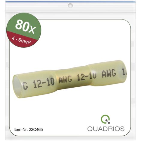 Quadrios 22C465 Prolongateur avec gaine thermorétractable 4 mm² 6 mm² entièrement isolé jaune 1 set