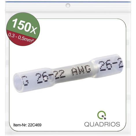 Quadrios 22C469 Stoßverbinder mit Schrumpfschlauch 0.3 mm² 0.5 mm² Vollisoliert Weiß 1 Set