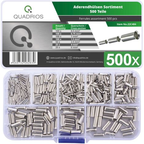 Quadrios 22C484 Aderendhülsen-Sortiment 0.5 mm², 0.75 mm², 1.0 mm², 1.5 mm², 2.5 mm², 4.0 mm², 6.0 m