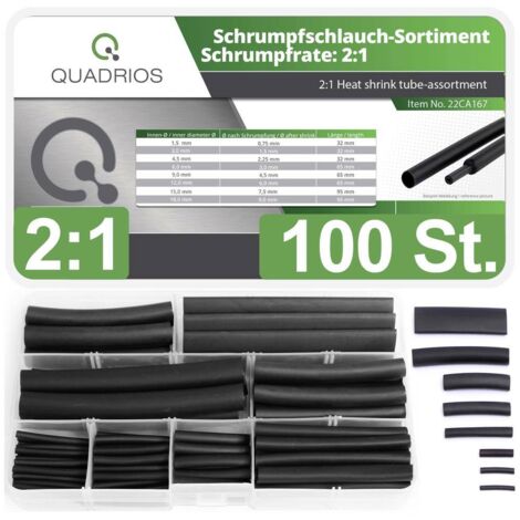 Quadrios 22CA167 Kit guaine termoretraibili Nero Restringimento:2:1 1 KIT