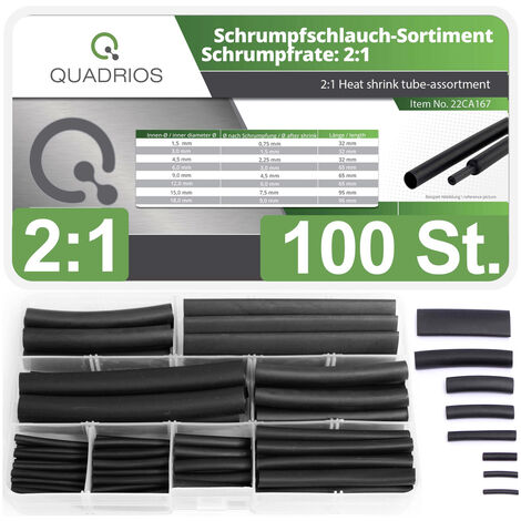 Quadrios 22CA167 Schrumpfschlauchsortiment Schwarz   Schrumpfrate:2:1 1 Set