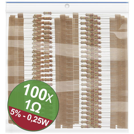 Quadrios 22P061 22P061 Kohleschicht-Widerstand Sortiment 1 Ω axial bedrahtet  0.25 W 5 % 1 Set