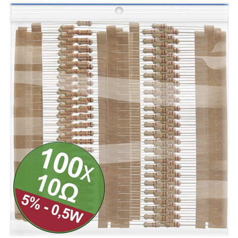 Quadrios 22P108 22P108 Kohleschicht-Widerstand Sortiment 10 Ω axial bedrahtet  0.5 W 5 % 1 Set