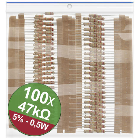 Quadrios 22P122 22P122 Kohleschicht-Widerstand Sortiment 47 kΩ axial bedrahtet  0.5 W 5 % 1 Set