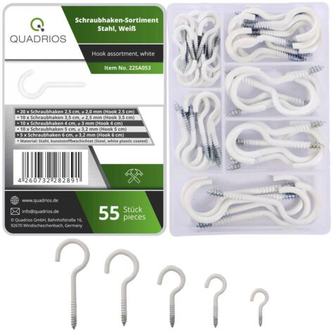 Quadrios 22SA053 Assortimento ganci a vite bianco 55 pezzi 55 pz.