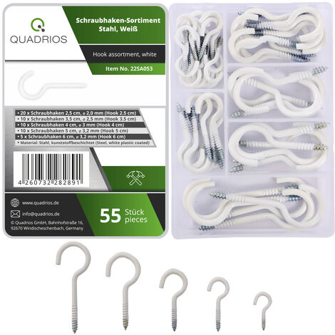 Quadrios 22SA053 Schraubhaken-Sortiment Weiß 55 Teile    55 St.