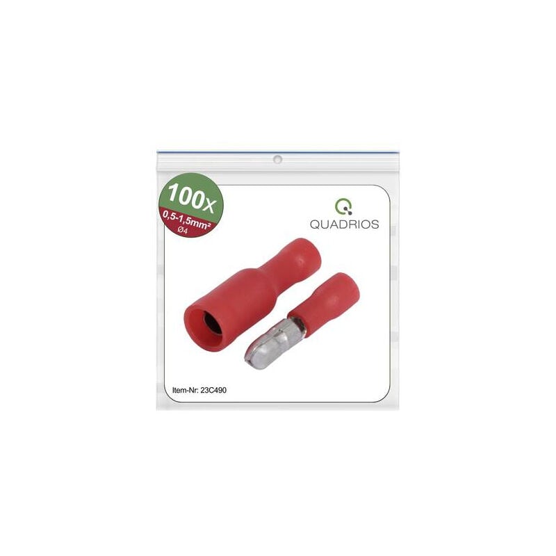 Quadrios - 23C490 cosse cylindrique mâle 0.5 MM² 1.5 MM² rouge 100 pc(s)