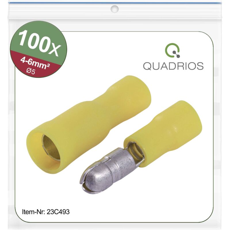 Quadrios - 23C493 cosse cylindrique mâle 4 MM² 6 MM² jaune 100 pc(s)