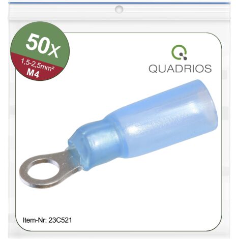 Quadrios 23C521 Cosse à oeillet Section max.=2.5 mm² Ø du trou=4.3 mm partiellement isolé bleu 50 pc(s)