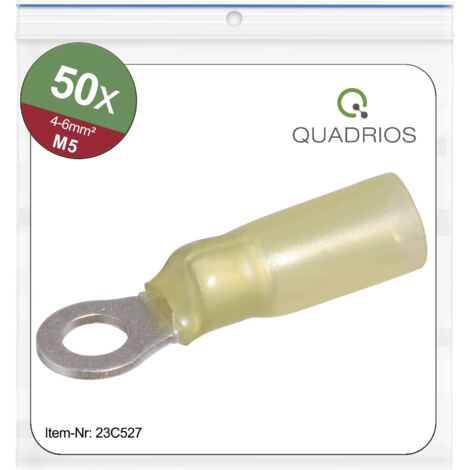 Quadrios 23C527 Cosse à oeillet Section max.=6 mm² Ø du trou=5.3 mm partiellement isolé jaune 50 pc(s) V908133