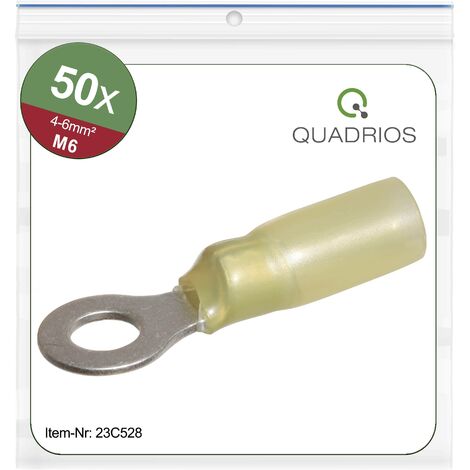 Quadrios 23C528 Cosse à oeillet Section max.=6 mm² Ø du trou=6.5 mm partiellement isolé jaune 50 pc(s) V908143