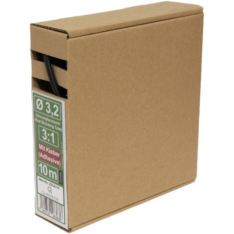 Quadrios 23CA174 Gaine thermorétractable avec colle noir 3.2 mm Taux de retreint:3:1 10 m V908383