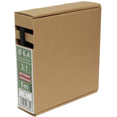 Quadrios 23CA176 Termoretraibile con colla Nero 6.4 mm Restringimento:3:1 5 m