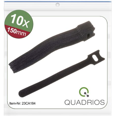 Quadrios 23CA184  Klettkabelbinder zum Bündeln Haft- und Flauschteil (L x B) 150 mm x 12 mm Schwarz