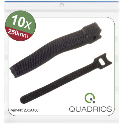 Quadrios 23CA186  Klettkabelbinder zum Bündeln Haft- und Flauschteil (L x B) 250 mm x 12 mm Schwarz