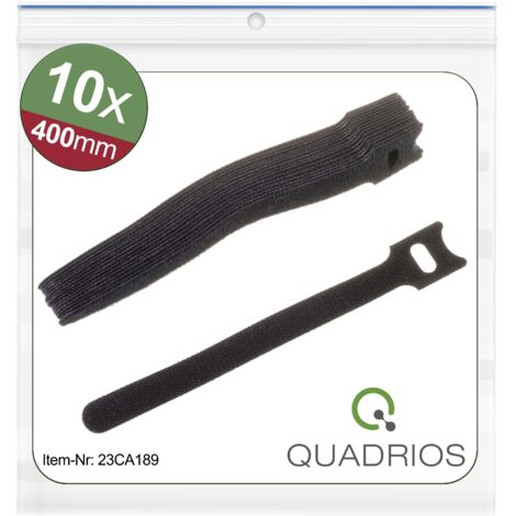 Quadrios 23CA189  Klettkabelbinder zum Bündeln Haft- und Flauschteil (L x B) 400 mm x 16 mm Schwarz