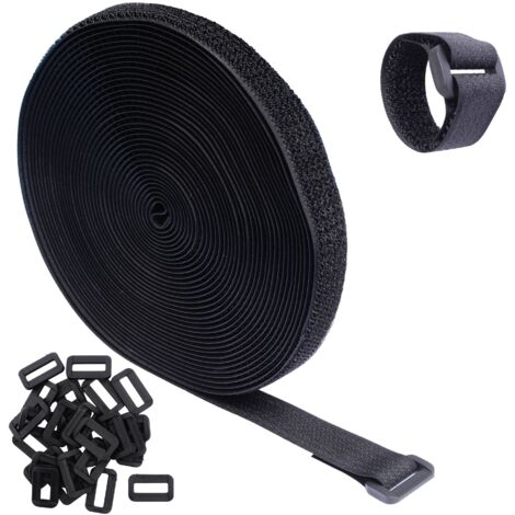 Quadrios 23CA190 Bande auto-agrippante pour grouper partie velours et partie agrippante (L x l) 10 m x 20 mm noir 10 m V908633