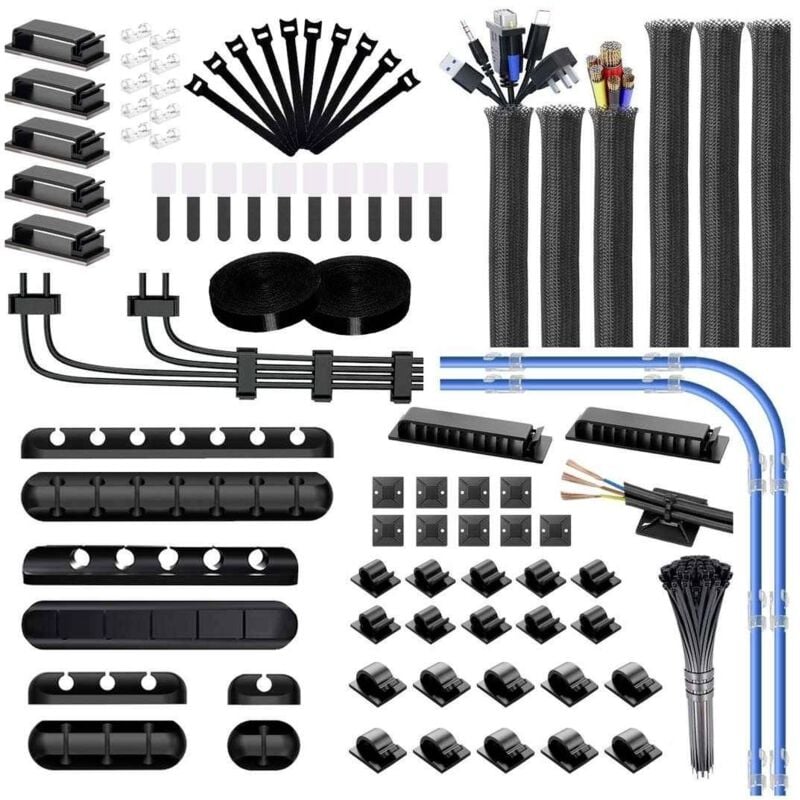 Quadrios - 23CA257 Boîte d'assortiment de supports de câble 23CA257 Plage de ø du faisceau 1 à 40 mm noir 184 parties