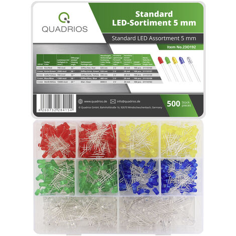 Quadrios 23O192 LED-Sortiment  Rot, Grün, Gelb, Blau, Weiß  5 mm   20 mA 2 V, 3 V