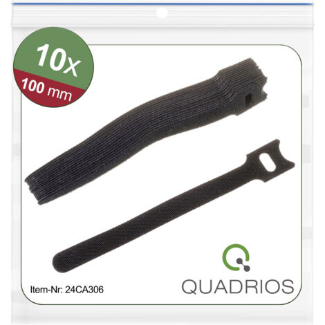 Quadrios 24CA306  Klettkabelbinder zum Bündeln Haft- und Flauschteil (L x B) 100 mm x 12 mm Schwarz