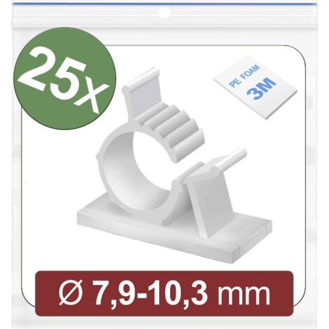 Quadrios 24CA445 Embase de fixation autocollant 24CA445 Plage de Ø du faisceau 7.9 à 10.3 mm blanc 25 pc(s) Y859243