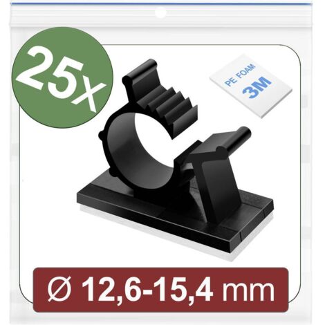 Quadrios 24CA452 Embase de fixation autocollant 24CA452 Plage de Ø du faisceau 12.6 à 15.4 mm noir 25 pc(s) Y859113