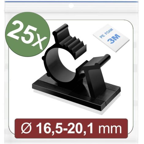 Quadrios 24CA453 Embase de fixation autocollant 24CA453 Plage de Ø du faisceau 16.5 à 20.1 mm noir 25 pc(s)
