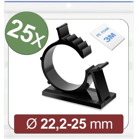 Quadrios 24CA454 Embase de fixation autocollant 24CA454 Plage de Ø du faisceau 22.2 à 25 mm noir 25 pc(s)