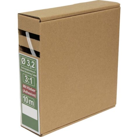 Quadrios 25CA498 Gaine thermorétractable avec colle transparent 3.2 mm 1.1 mm Taux de retreint:3:1 10 m
