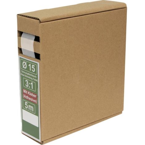 Quadrios 25CA504 Gaine thermorétractable avec colle transparent 15 mm 5 mm Taux de retreint:3:1 5 m
