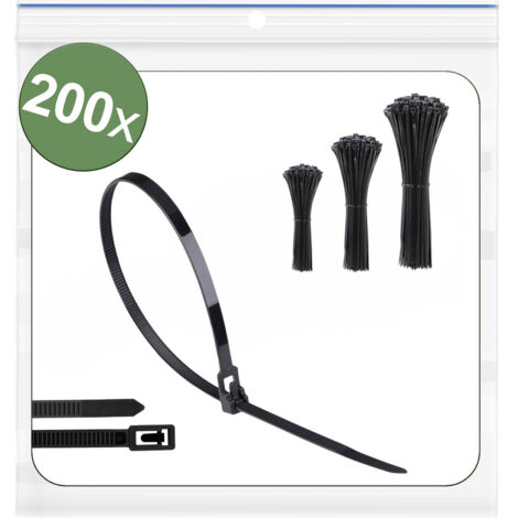Quadrios 25CA705 25CA705 Kabelbinder 150 mm, 200 mm, 250 mm 5 mm Schwarz Lösbar, mit Hebelverschluss