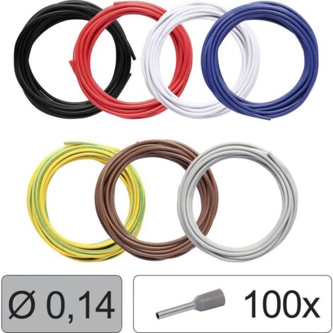 Quadrios 25CW110 Conducteur individuel LiFY 0.14 mm² noir, rouge, blanc, bleu, jaune-vert, marron, gris 1 set