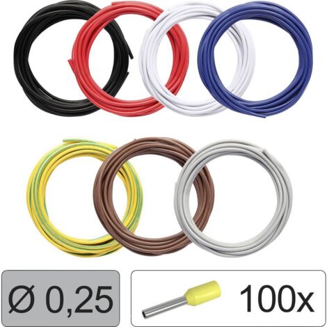 Quadrios 25CW111 Conducteur individuel LiFY 0.25 mm² noir, rouge, blanc, bleu, jaune-vert, marron, gris 1 set W776353