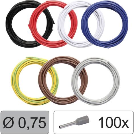 Quadrios 25CW114 Conducteur individuel LiFY 0.75 mm² noir, rouge, blanc, bleu, jaune-vert, marron, gris 1 set W776333