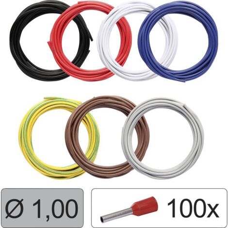 Quadrios 25CW115 Conducteur individuel LiFY 1.0 mm² noir, rouge, blanc, bleu, jaune-vert, marron, gris 1 set