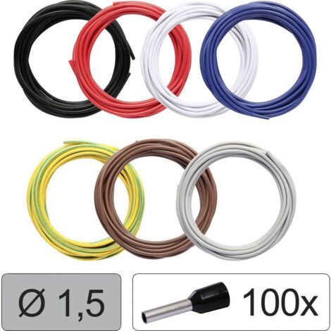 Quadrios 25CW116 Conducteur individuel LiFY 1.5 mm² noir, rouge, blanc, bleu, jaune-vert, marron, gris 1 set