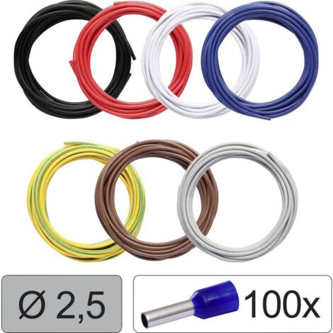 Quadrios 25CW117 Conducteur individuel LiFY 2.5 mm² noir, rouge, blanc, bleu, jaune-vert, marron, gris 1 set