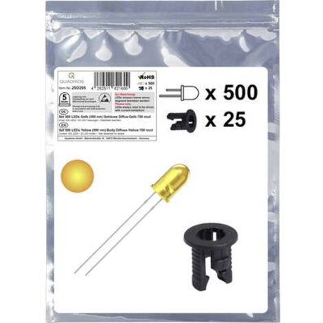 Quadrios 25O205 Assortiment de LEDs jaune rond 5 mm 700 mcd 20 mA 2.0 V
