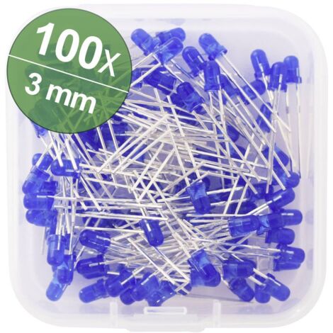 Quadrios Assortiment de LEDs bleu 3 mm 20 mA 3.0 V